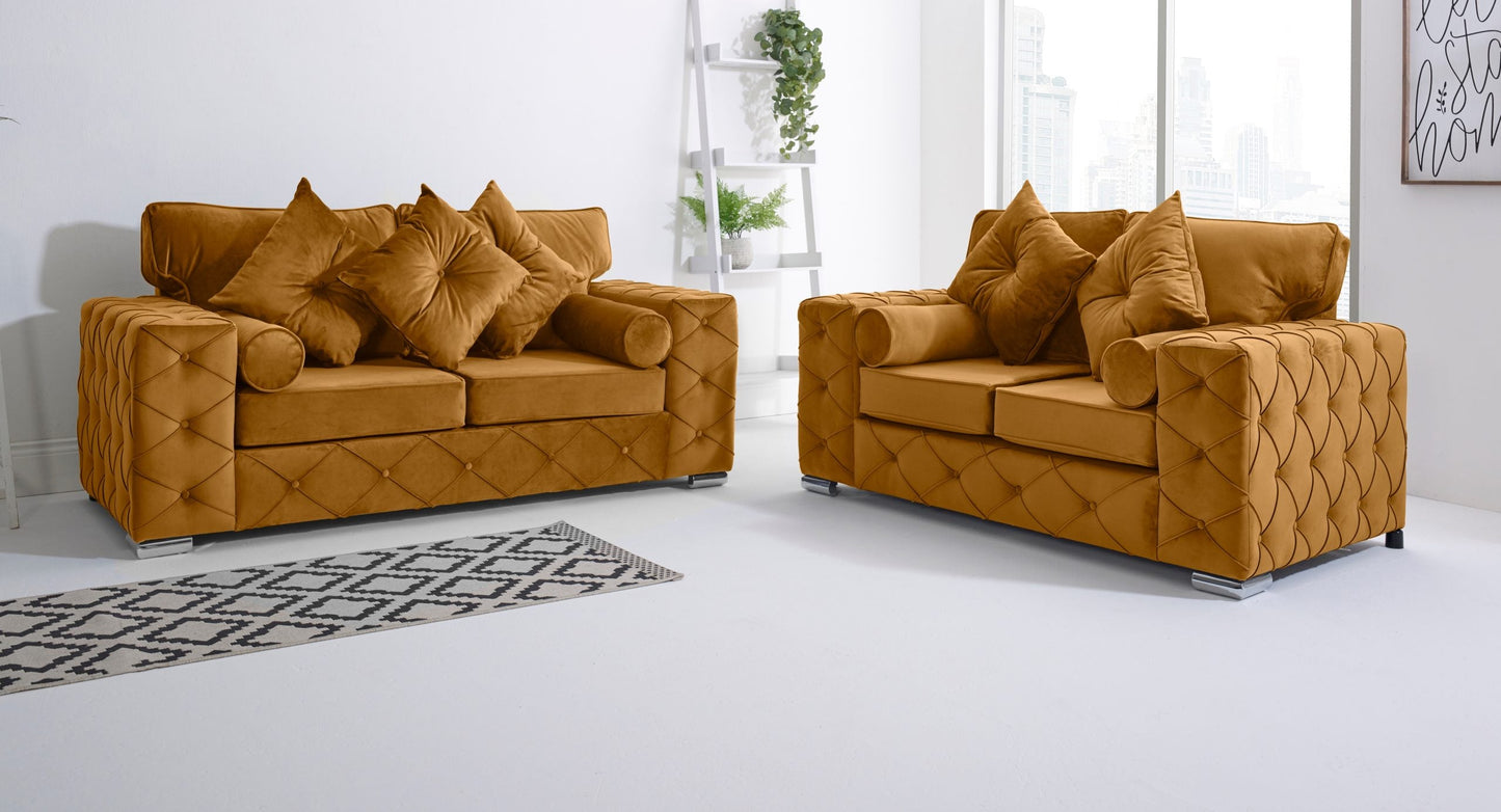 Milton 3+2 Fullback + Bolster / Buttoned Cushions - Sofa Scape UK