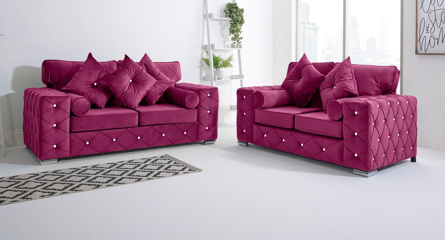 Milton 3+2 Fullback + Diamonds + Bolster / Buttoned Cushions - Sofa Scape UK