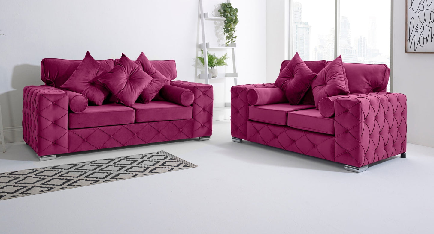Milton 3+2 Fullback + Bolster / Buttoned Cushions - Sofa Scape UK