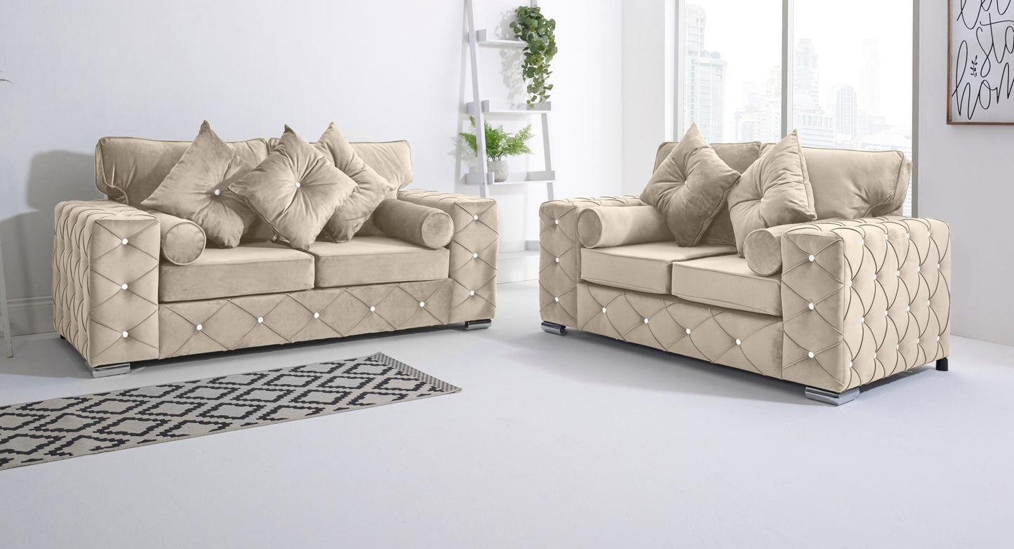 Milton 3+2 Fullback + Diamonds + Bolster / Buttoned Cushions - Sofa Scape UK