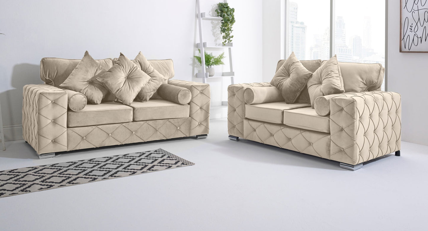 Milton 3+2 Fullback + Bolster / Buttoned Cushions - Sofa Scape UK
