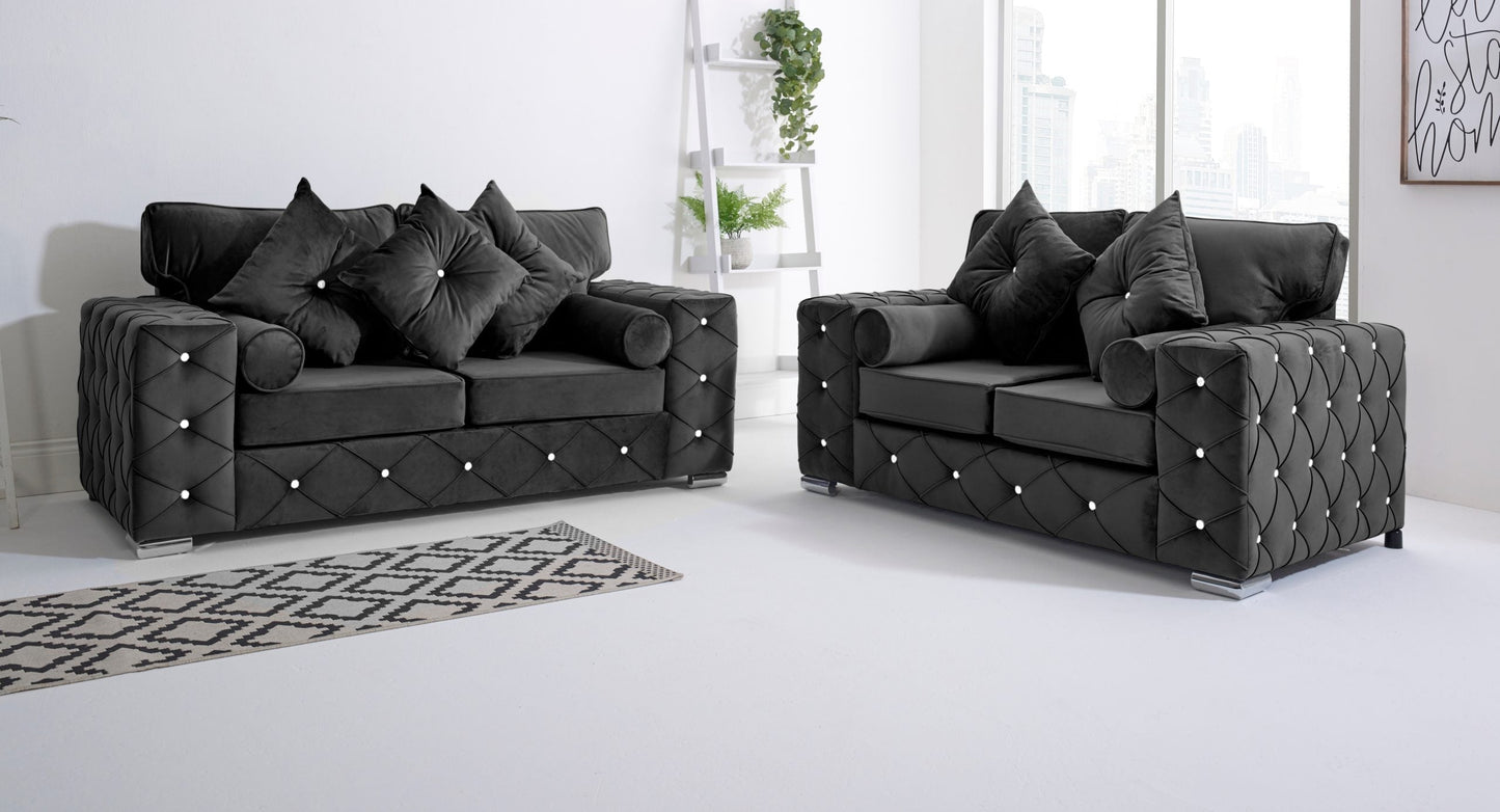 Milton 3+2 Fullback + Diamonds + Bolster / Buttoned Cushions - Sofa Scape UK