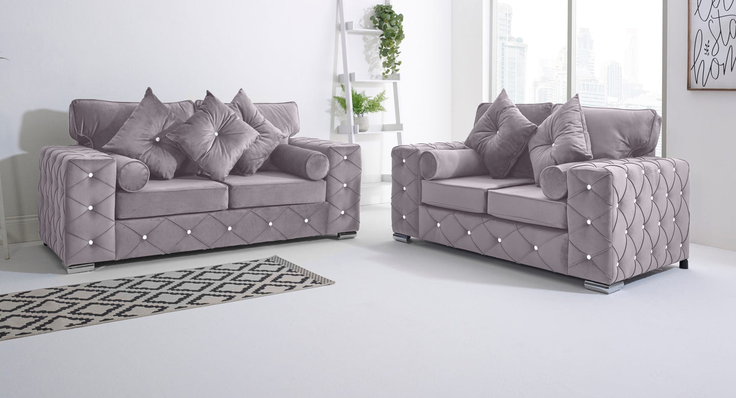 Milton 3+2 Fullback + Diamonds + Bolster / Buttoned Cushions - Sofa Scape UK