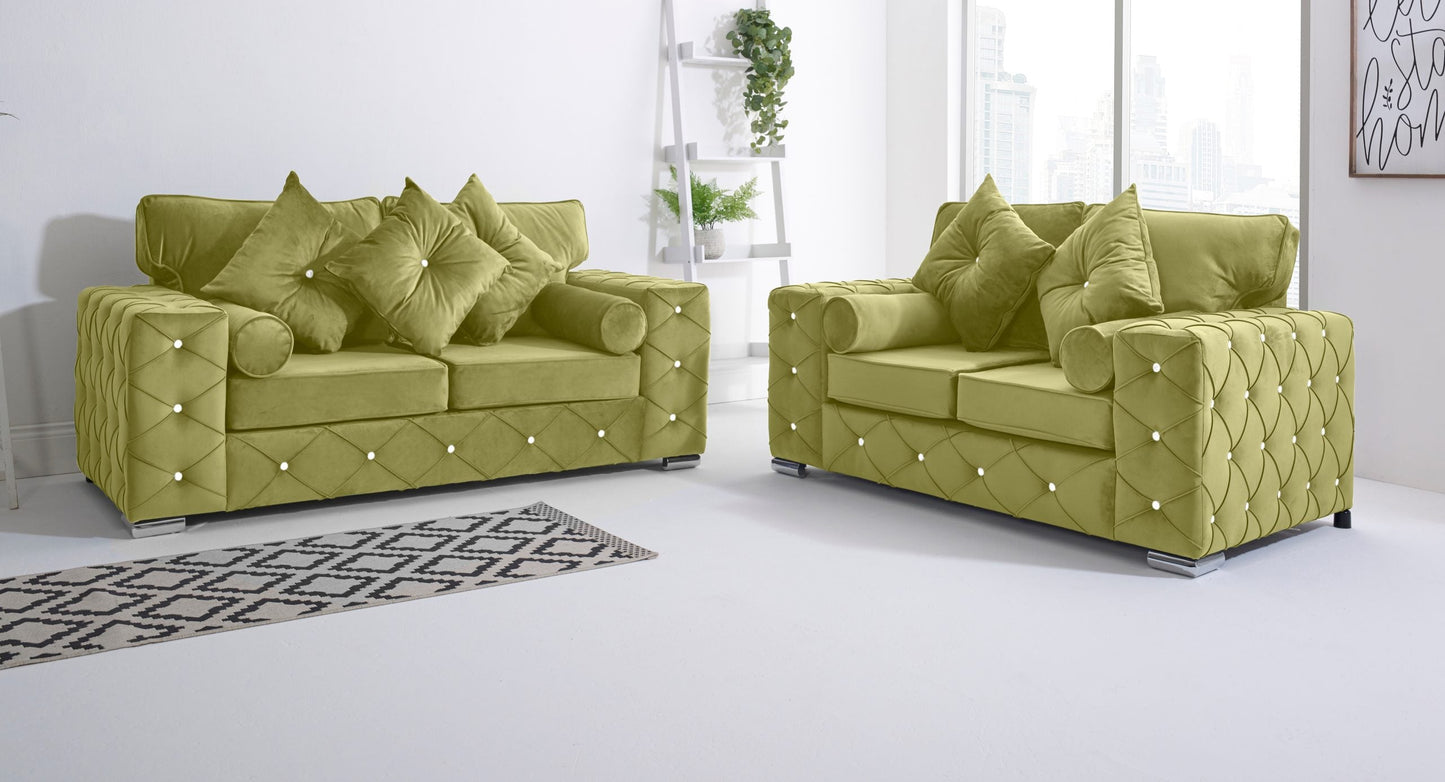 Milton 3+2 Fullback + Diamonds + Bolster / Buttoned Cushions - Sofa Scape UK