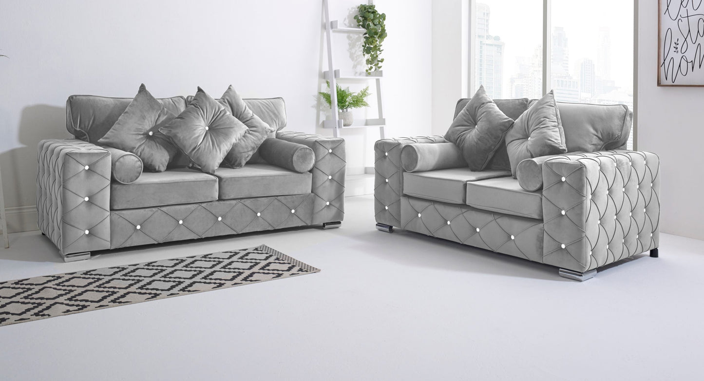 Milton 3+2 Fullback + Diamonds + Bolster / Buttoned Cushions - Sofa Scape UK