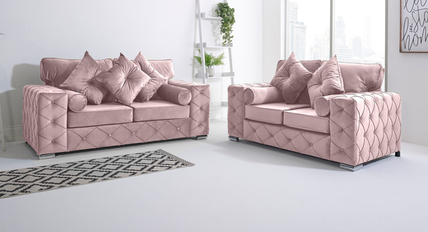 Milton 3+2 Fullback + Bolster / Buttoned Cushions - Sofa Scape UK