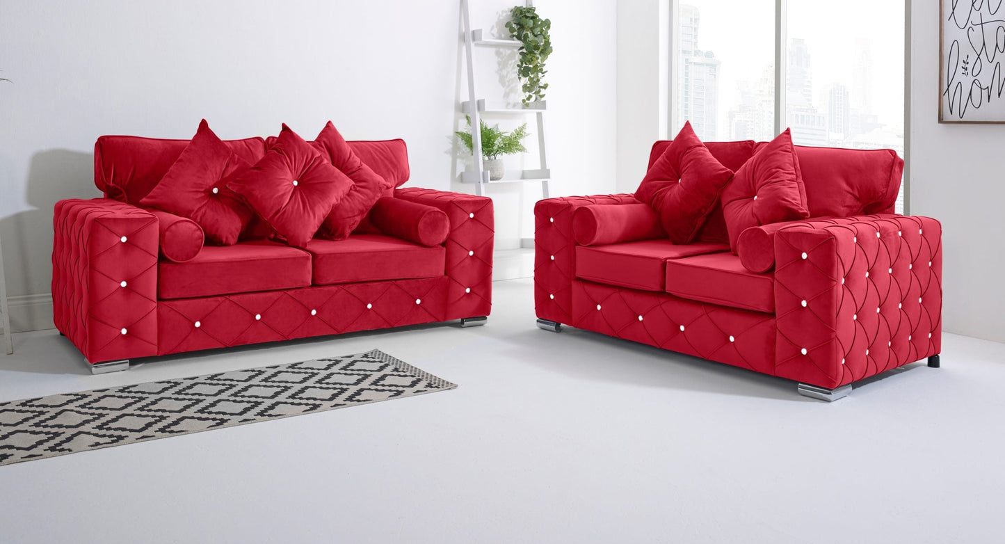 Milton 3+2 Fullback + Diamonds + Bolster / Buttoned Cushions - Sofa Scape UK