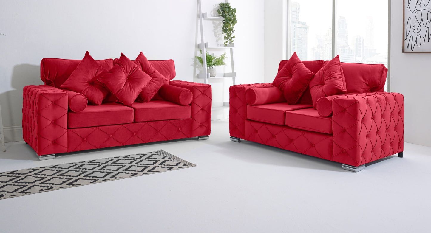 Milton 3+2 Fullback + Bolster / Buttoned Cushions - Sofa Scape UK