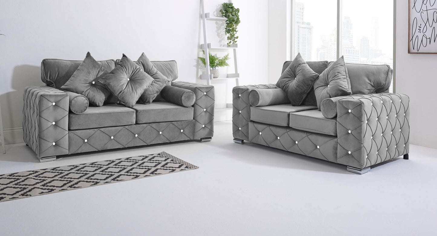 Milton 3+2 Fullback + Diamonds + Bolster / Buttoned Cushions - Sofa Scape UK