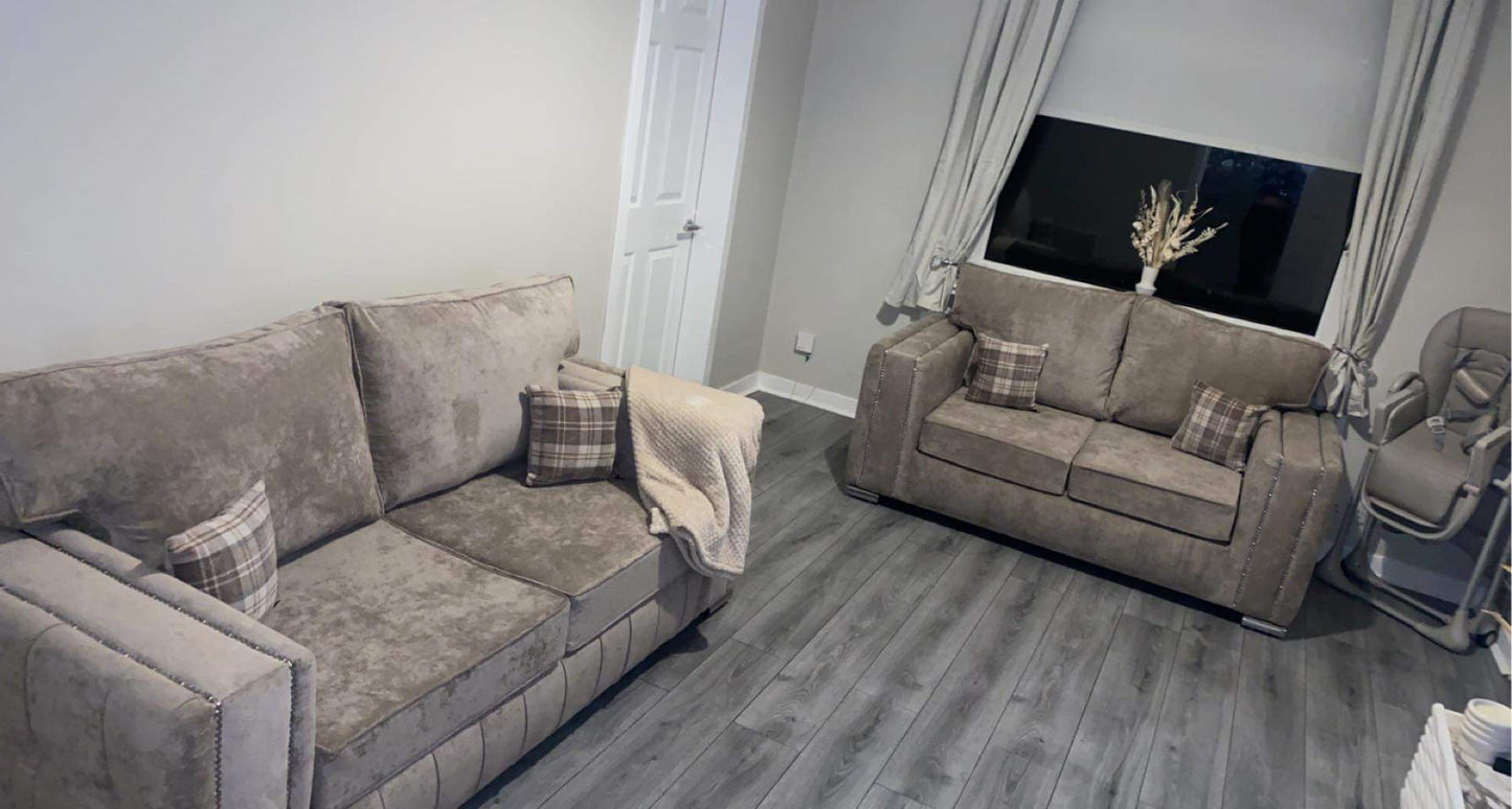 3+2 Layla - Mink Chenille Fulback - Sofa Scape UK