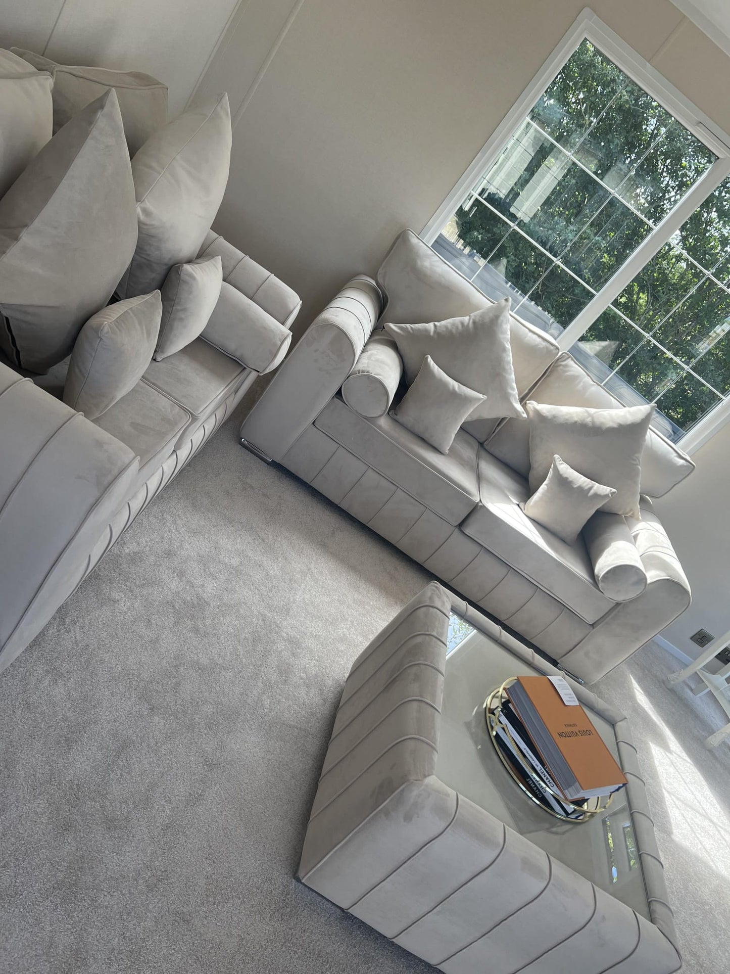 3+2 Lilly - Cream Fullback + Coffee Table + Bolster Cushions - Sofa Scape UK