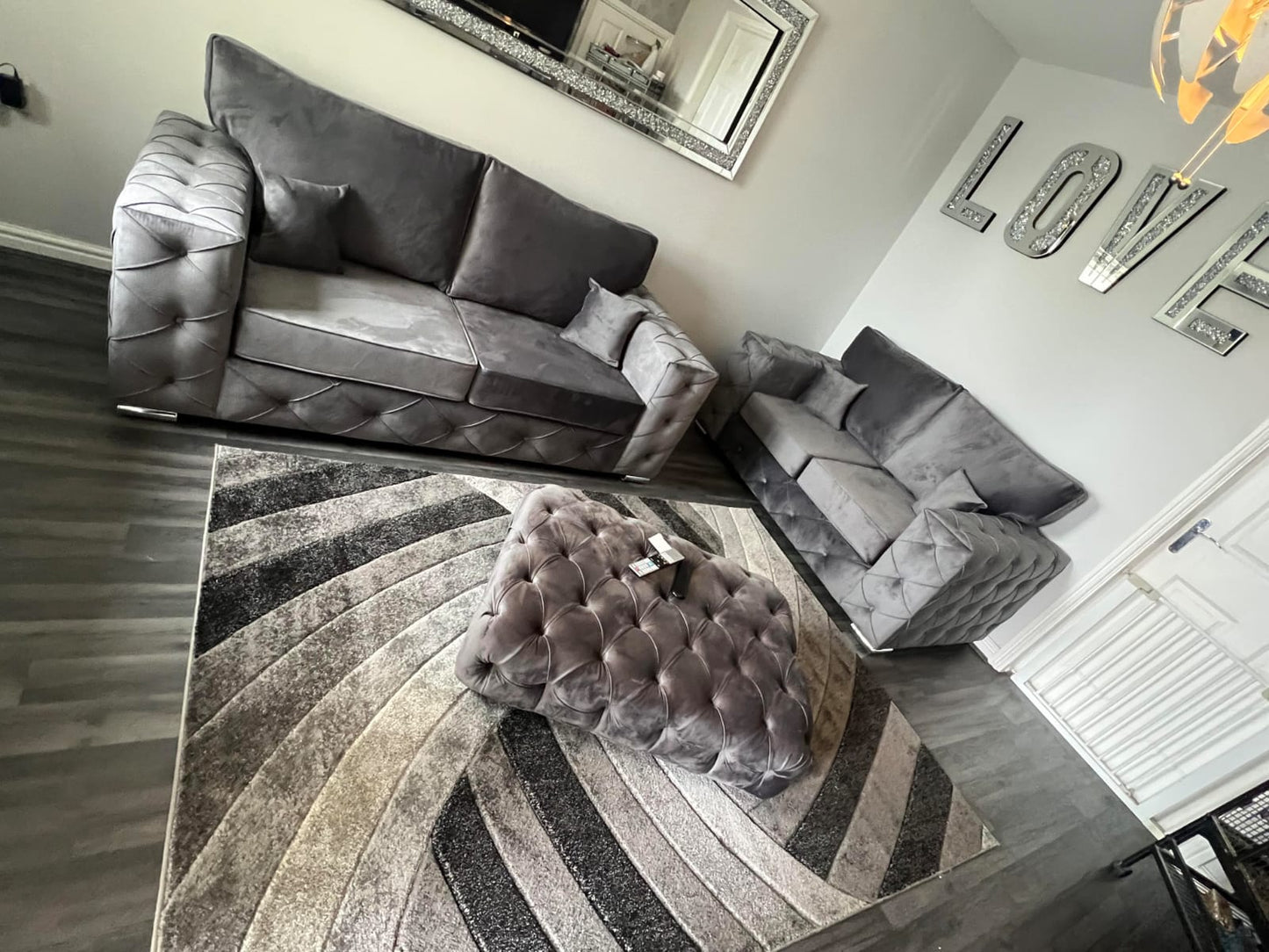 3+2 Milton - Grey Fullback + Footstool - Sofa Scape UK