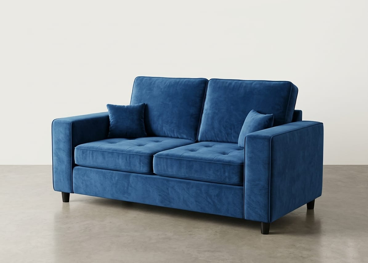 Axel Luxury Velvet 2 Seater Sofa Set-Blue