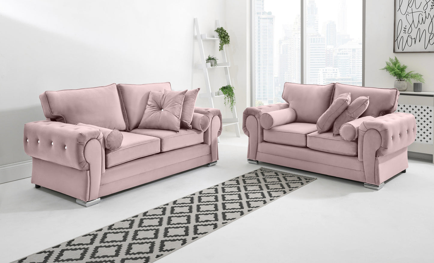 Lucera Plush 3+2 Fullback + Extra Cushions + Diamonds