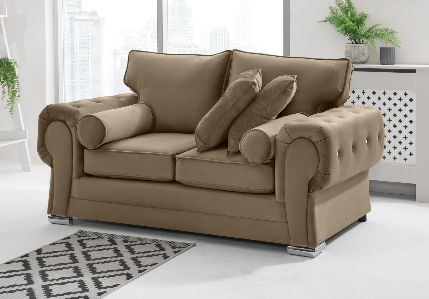 Lucera Plush 3+2 Fullback + Extra Cushions + Diamonds