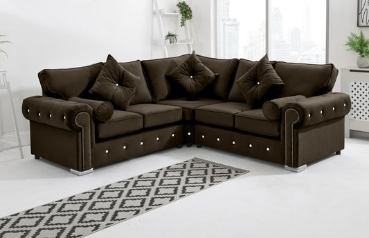 Novara Corner Fullback + Extra Cushions + Diamonds - Sofa Scape UK