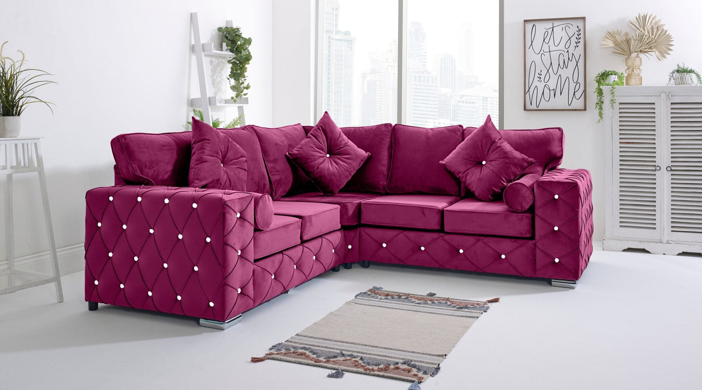Milton Corner Fullback - 2c2 + Diamonds+ Bolster / Buttoned Cushions - Sofa Scape UK