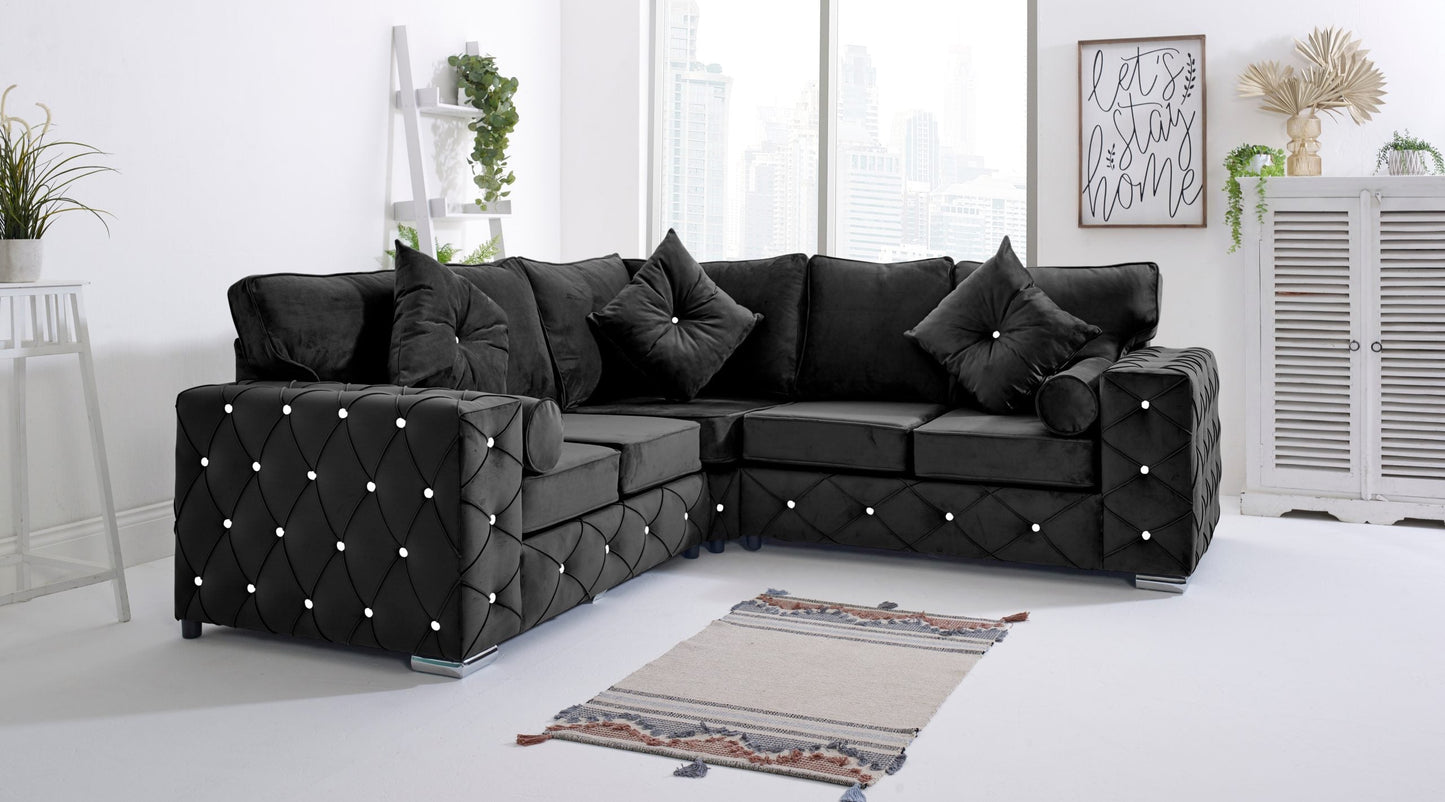 Milton Corner Fullback - 2c2 + Diamonds+ Bolster / Buttoned Cushions - Sofa Scape UK