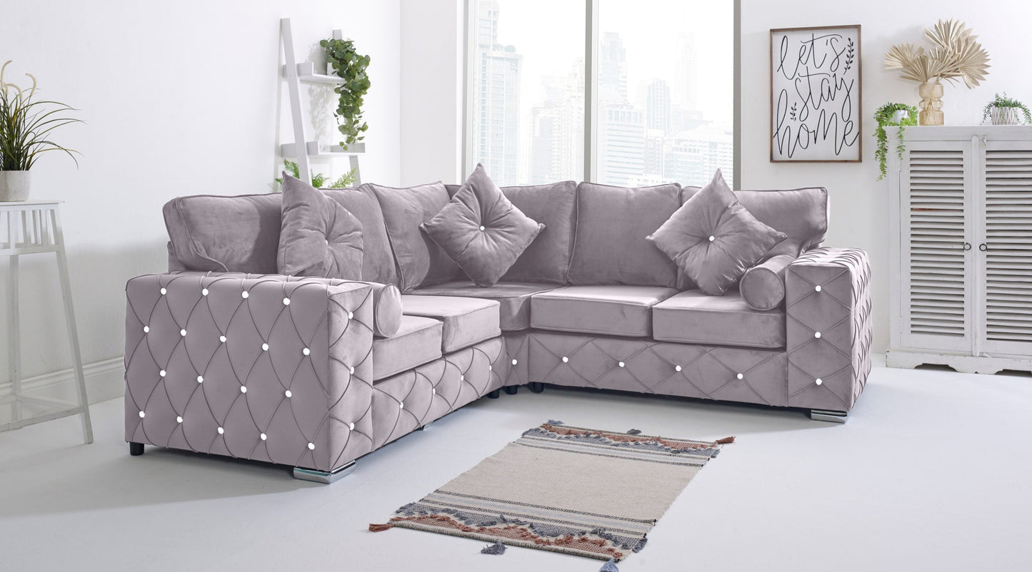 Milton Corner Fullback - 2c2 + Diamonds+ Bolster / Buttoned Cushions - Sofa Scape UK