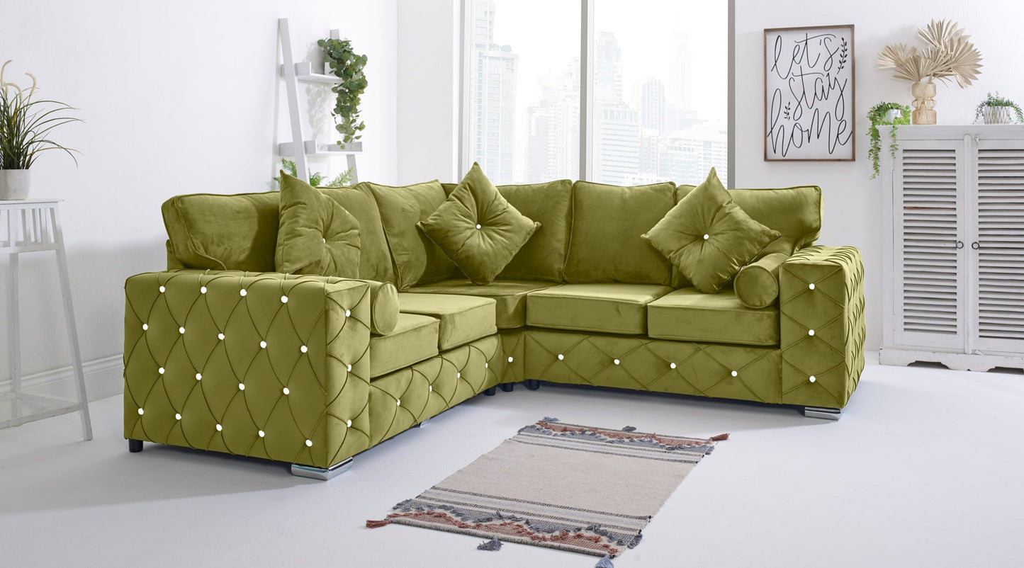 Milton Corner Fullback - 2c2 + Diamonds+ Bolster / Buttoned Cushions - Sofa Scape UK