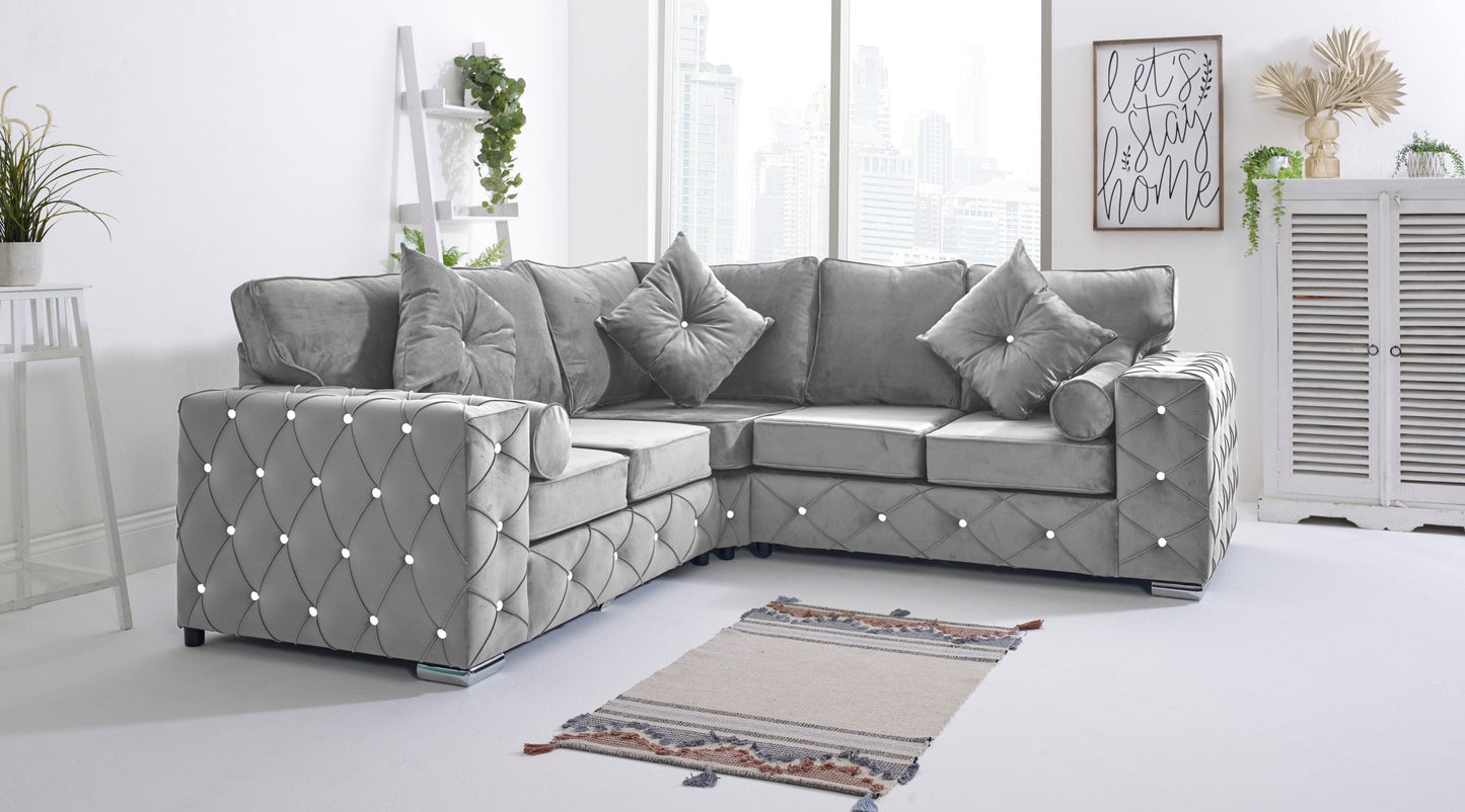 Milton Corner Fullback - 2c2 + Diamonds+ Bolster / Buttoned Cushions - Sofa Scape UK