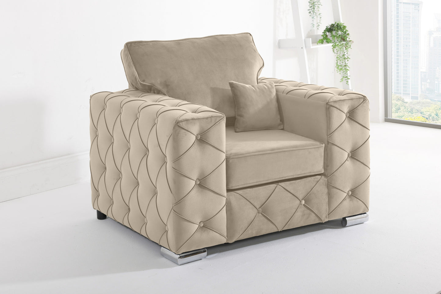 Castro 3+2 Fullback + Diamonds + Bolster / Buttoned Cushions