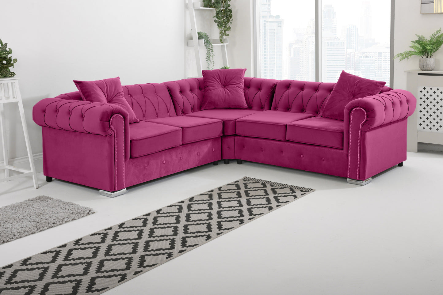 Novara Chesterfield Corner +Exctra Cushion