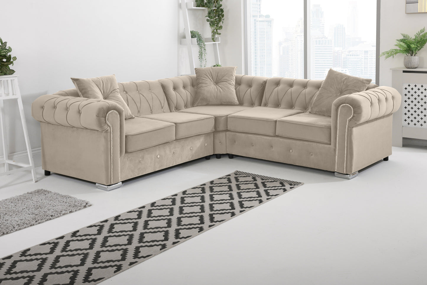 Novara Chesterfield Corner +Exctra Cushion