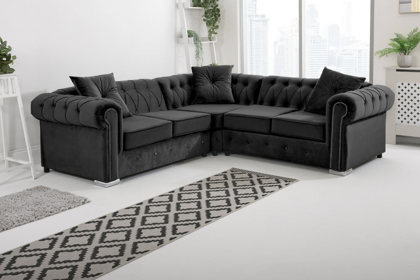 Novara Chesterfield Corner +Exctra Cushion