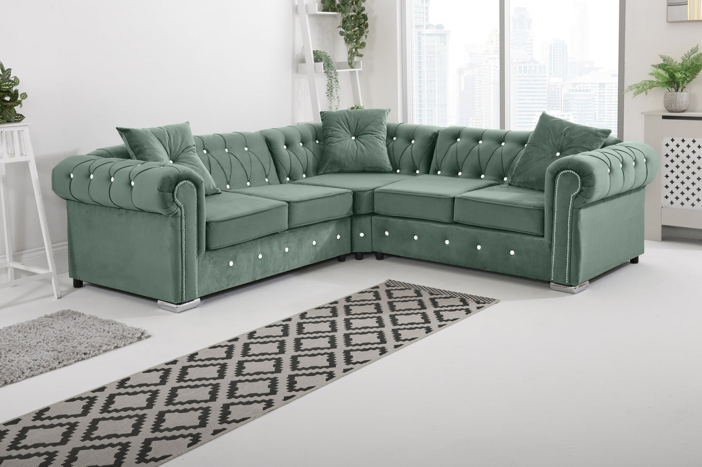 Novara Chesterfield - Corner With Dimond +Exctra Cushion