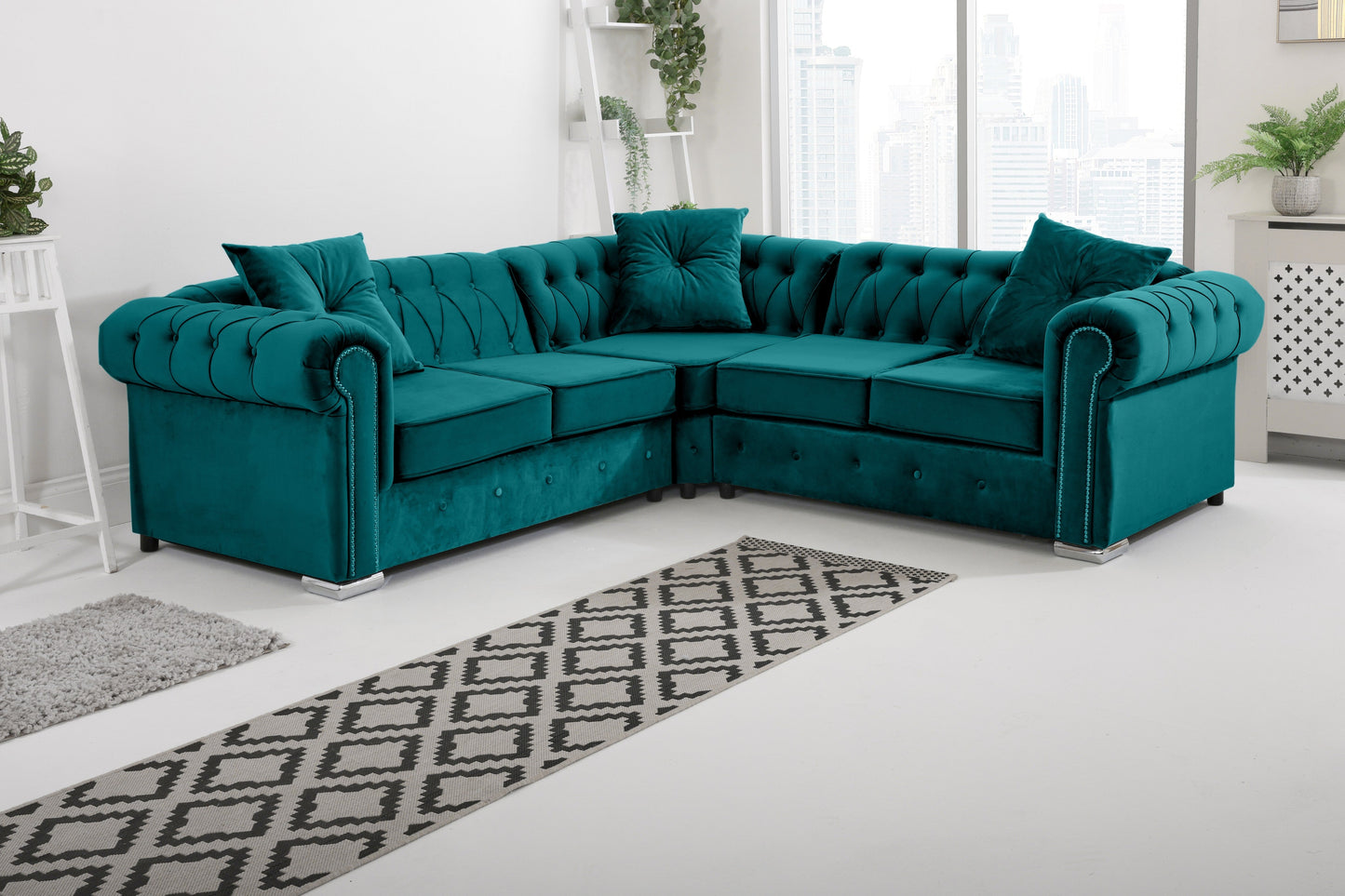 Novara Chesterfield Corner +Exctra Cushion