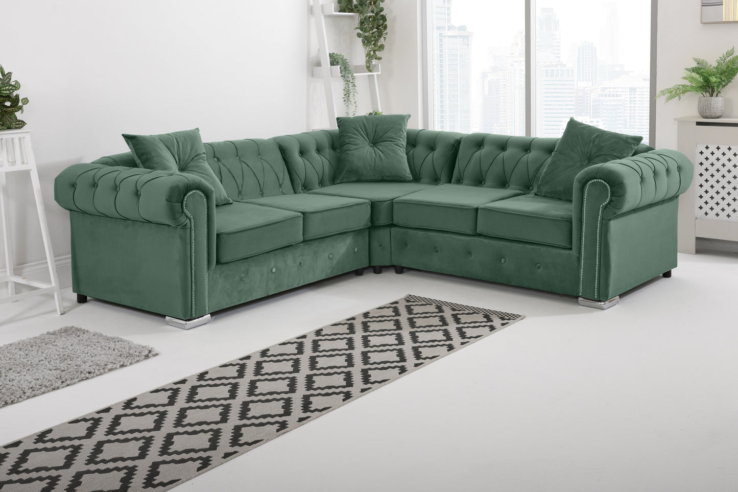 Novara Chesterfield Corner +Exctra Cushion