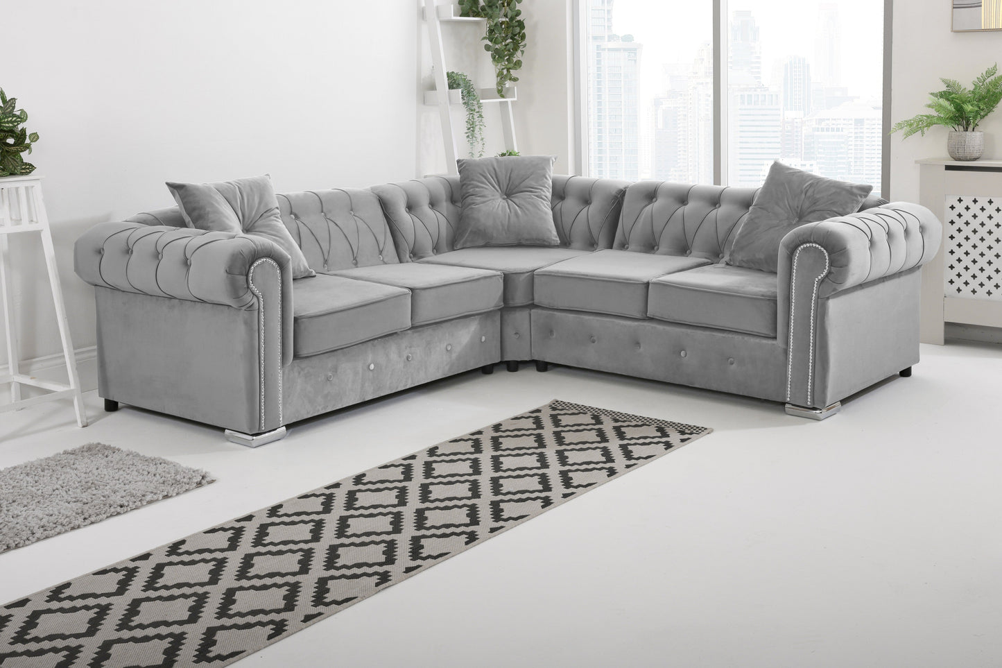 Novara Chesterfield Corner +Exctra Cushion
