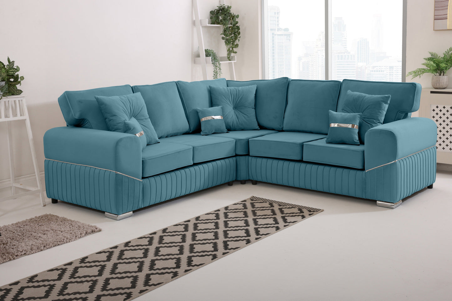 Vivaro Corner 2c2 Fullback + Extra cushions - Plush Velvet