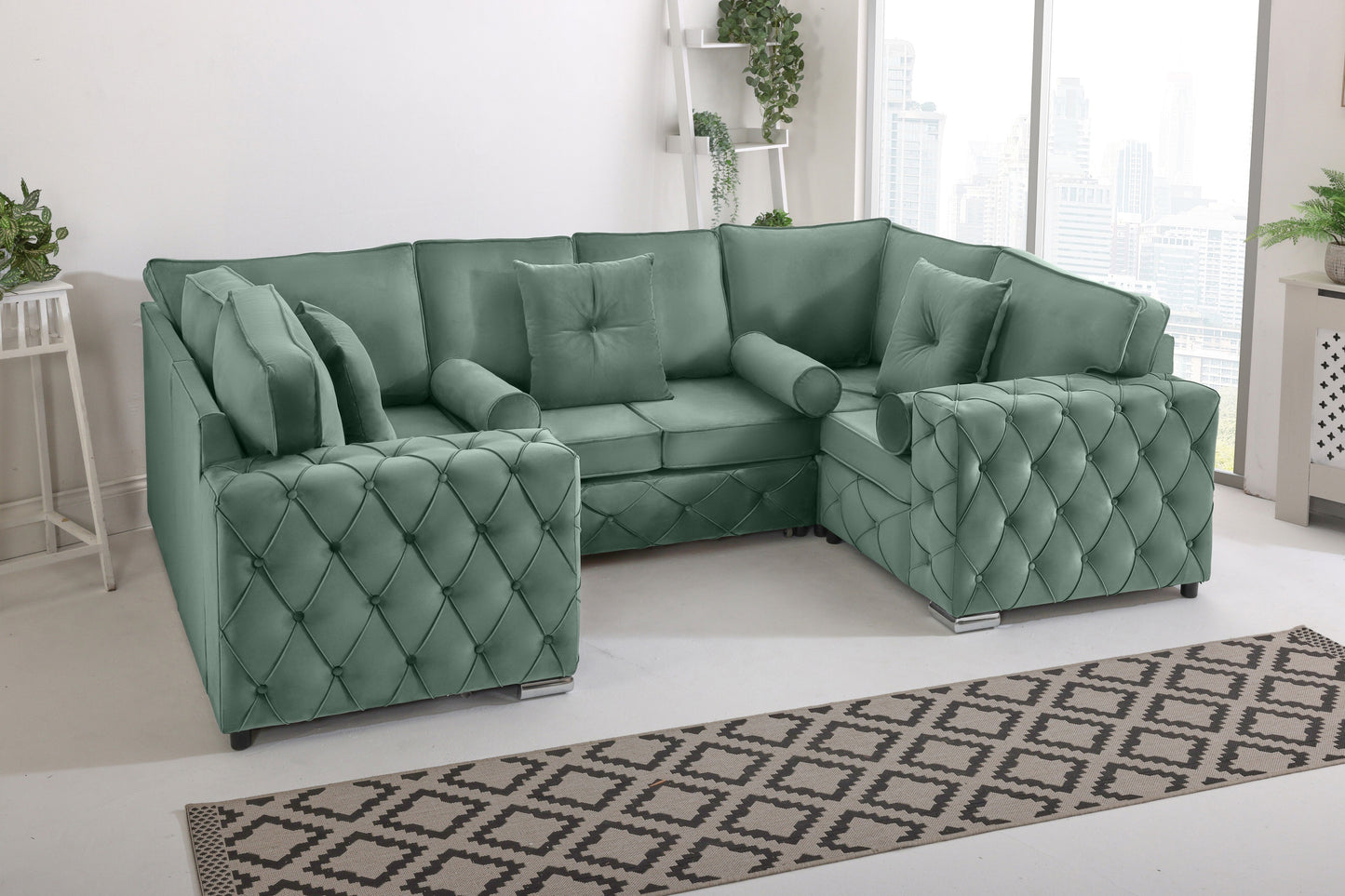 Castro U Shape Sofa Fullback - Plush Velvet