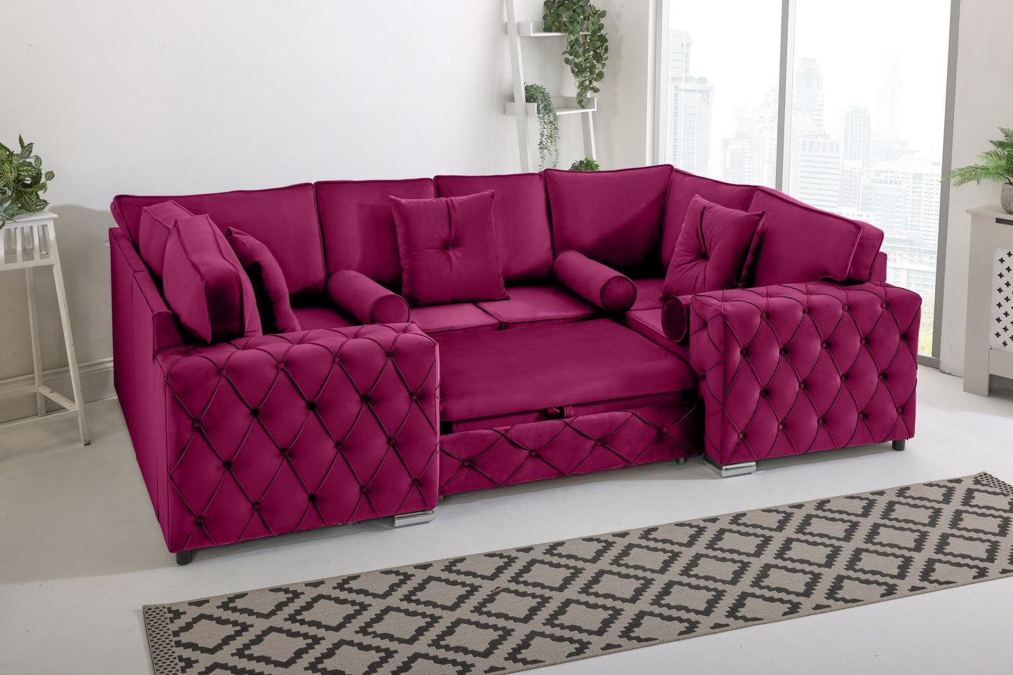 Castro U Shape Sofa bed Fullback - Plush Velvet - Sofa Scape UK