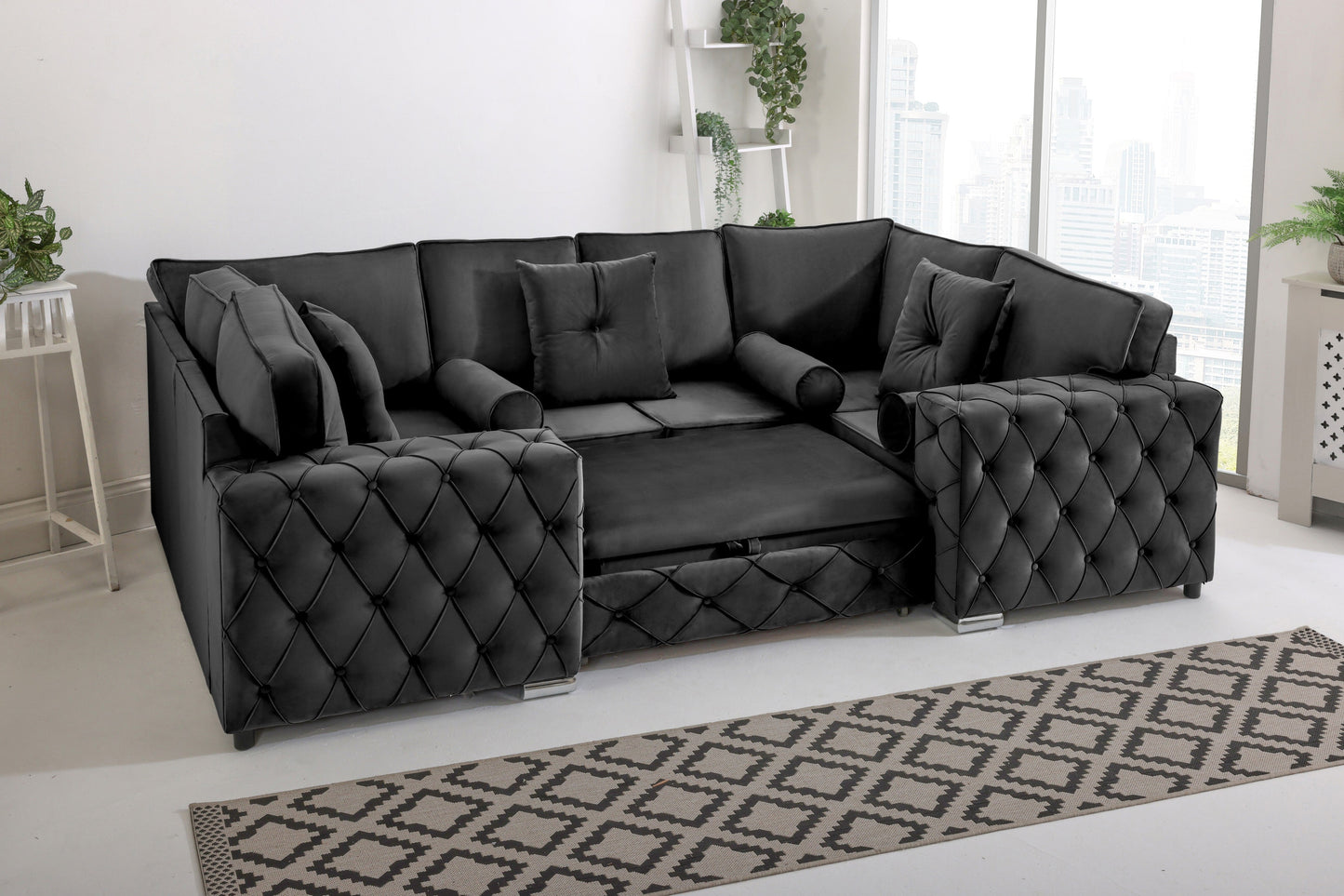 Castro U Shape Sofa bed Fullback - Plush Velvet - Sofa Scape UK