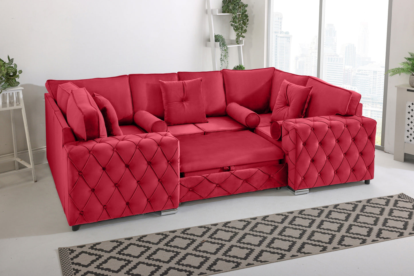Castro U Shape Sofa bed Fullback - Plush Velvet - Sofa Scape UK