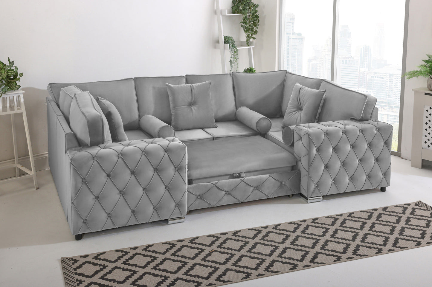 Castro U Shape Sofa bed Fullback - Plush Velvet - Sofa Scape UK