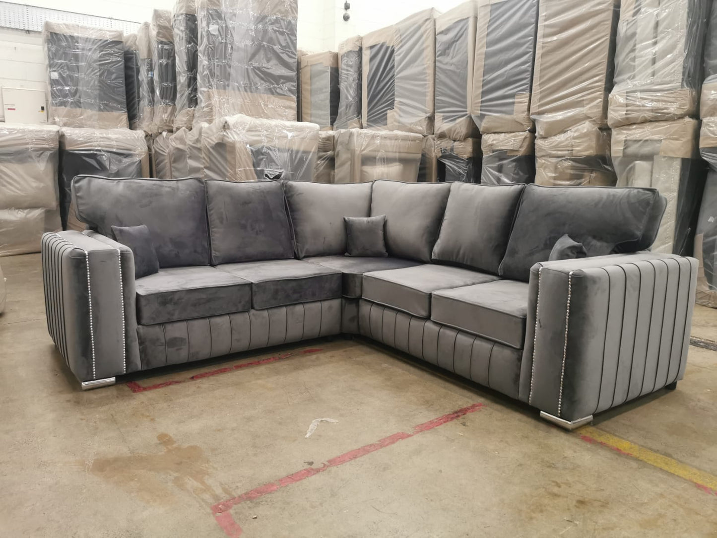 Layla Corner- Grey Fullback - Sofa Scape UK