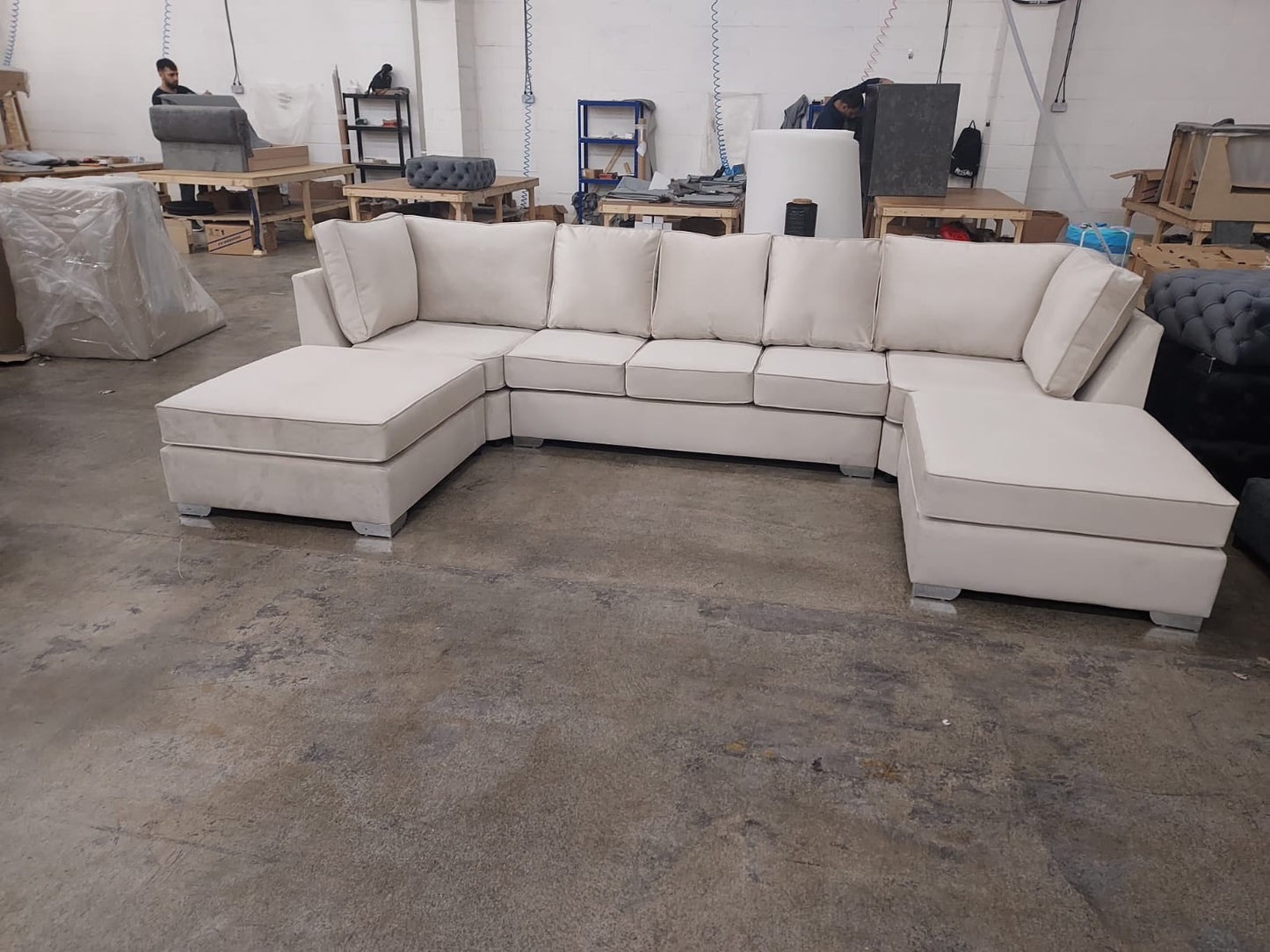 Lux U shape 7 Seater - Cream Fullback - Sofa Scape UK