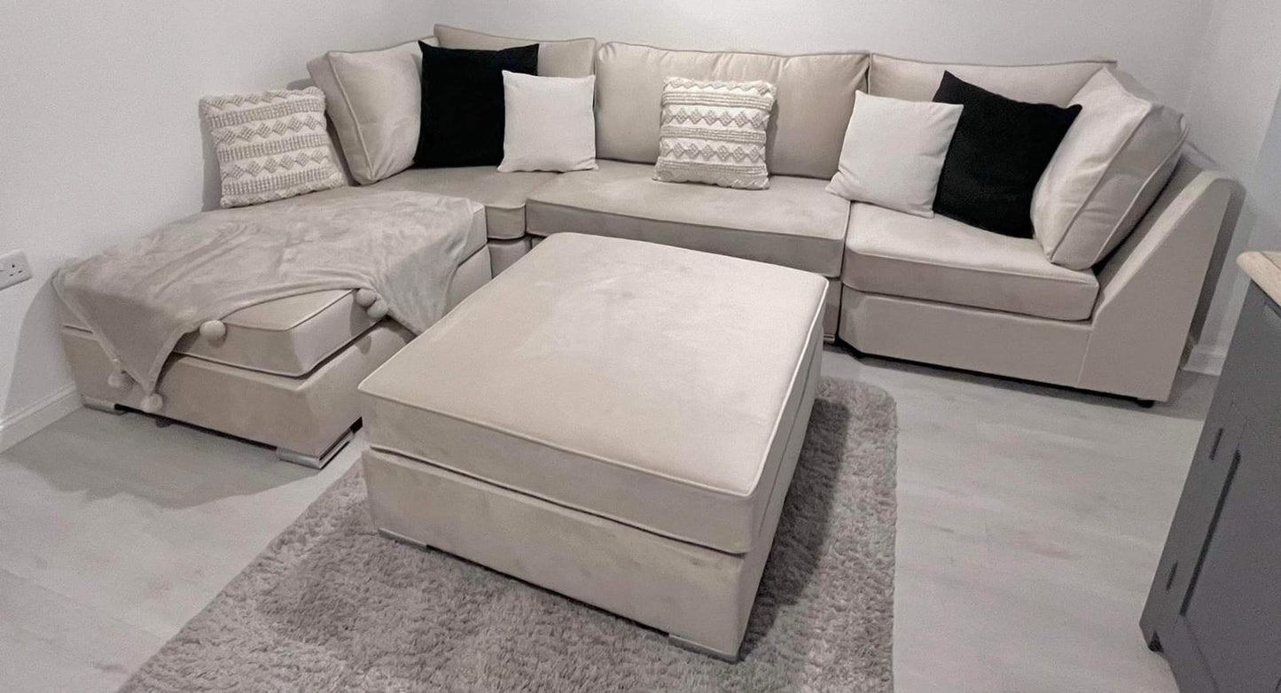Lux U shape - Cream Fullback - Sofa Scape UK