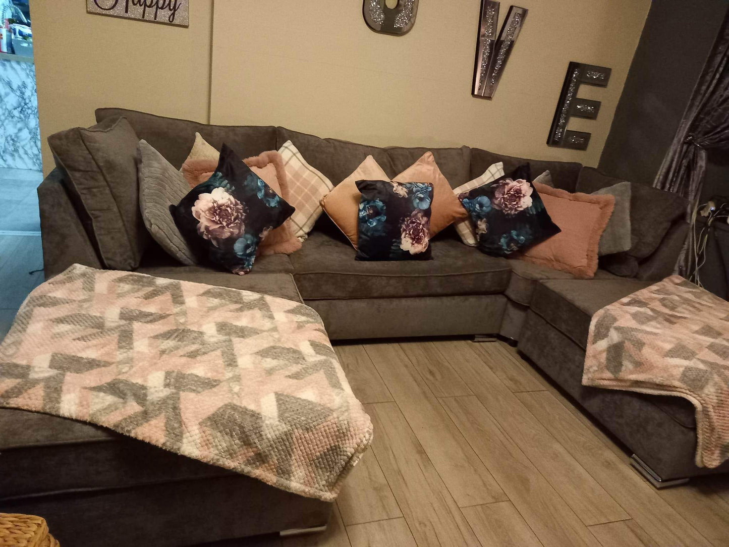 Lux U shape - Grey Chenille Fullback - Sofa Scape UK