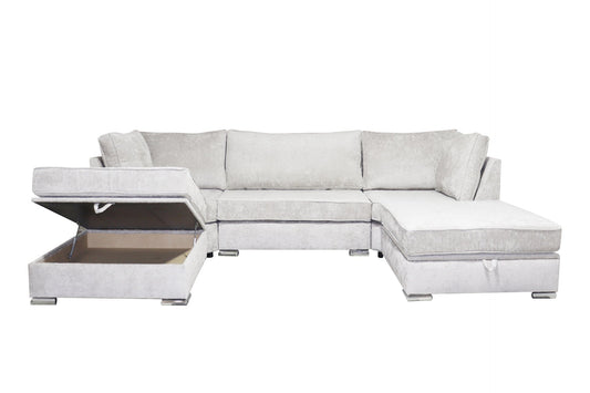 Lux U Shape With Storage Box - Chenille - Sofa Scape UK