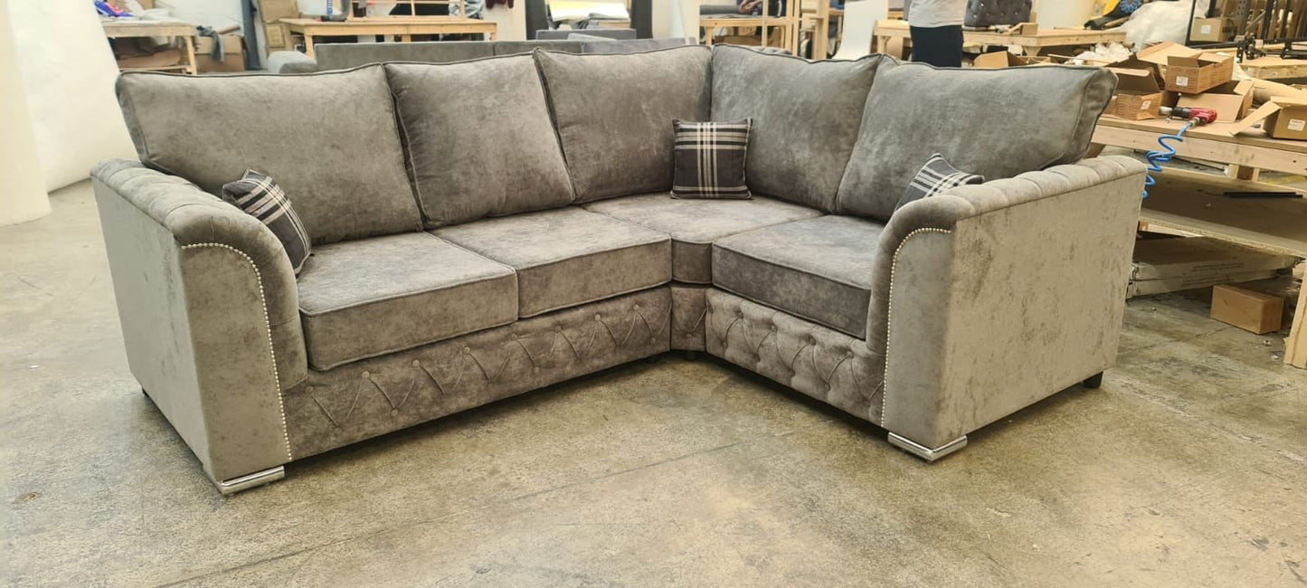 Malibu 4 Seater Corner - Grey Chenille Fullback - Sofa Scape UK