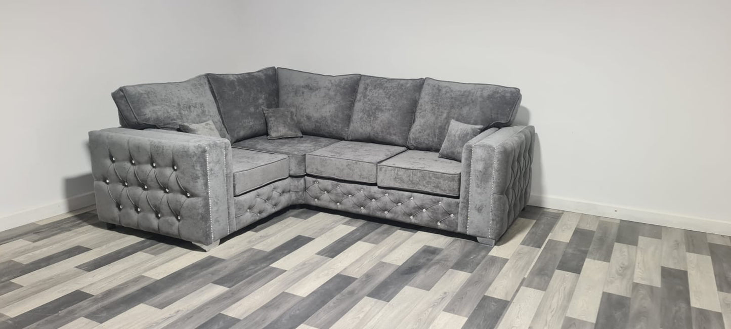 Milano 4 Seater Corner - Grey Chenille Fullback - Sofa Scape UK