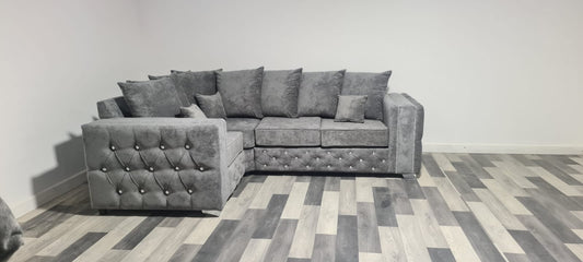 Milano 4 Seater Corner - Grey Chenille Fullback - Sofa Scape UK