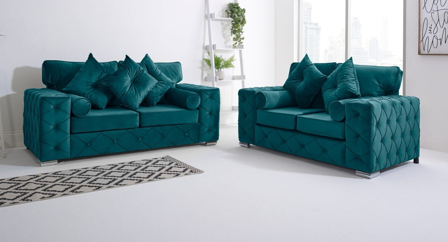 Milton 3+2 Fullback + Bolster / Buttoned Cushions - Sofa Scape UK