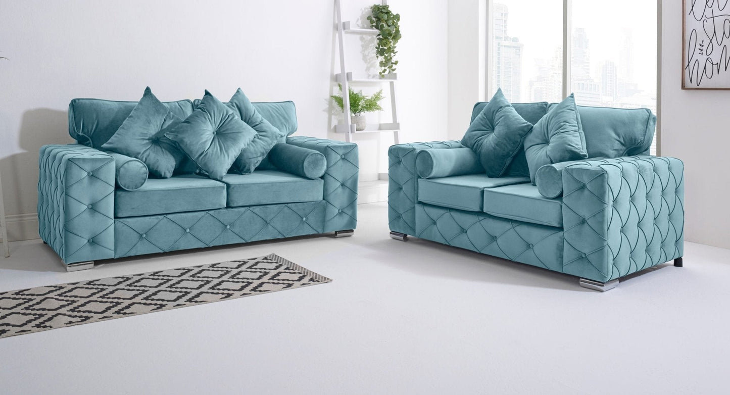 Milton 3+2 Fullback + Bolster / Buttoned Cushions - Sofa Scape UK