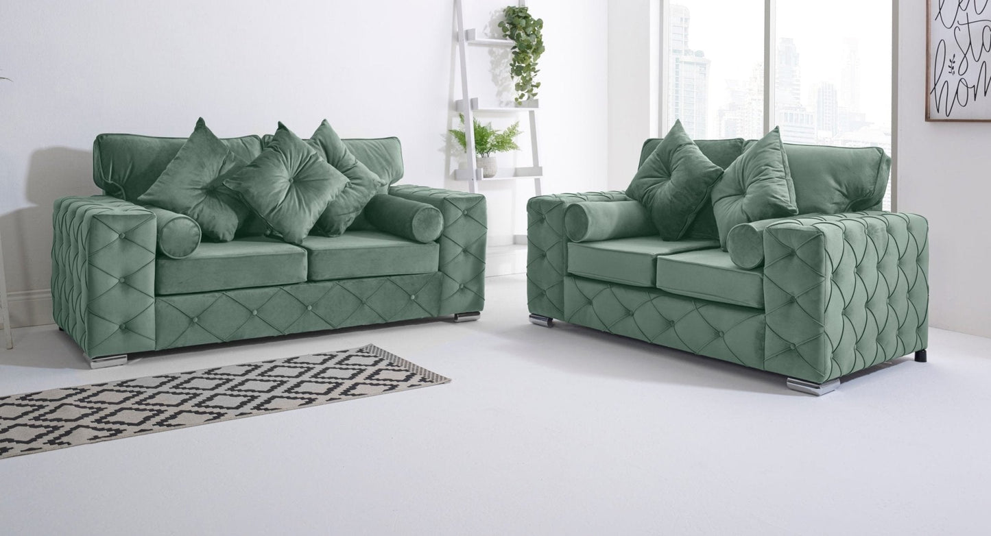 Milton 3+2 Fullback + Bolster / Buttoned Cushions - Sofa Scape UK